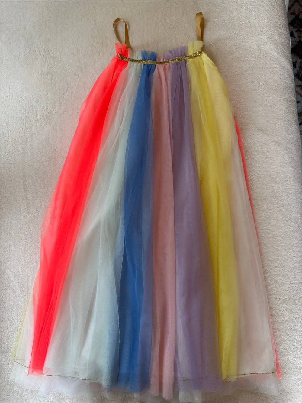 Meri Meri Neon Rainbow Tulle Dress with Gold Straps